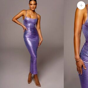 Jluxlable PURPLE RUBI COWL NECK COCKTAIL DRESS